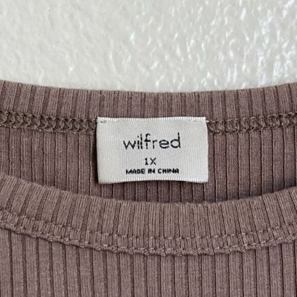 Wilfred Aritzia Women's Modal Rib Short Sleeve Bodysuit in Brown Size 1X - Picture 5 of 6